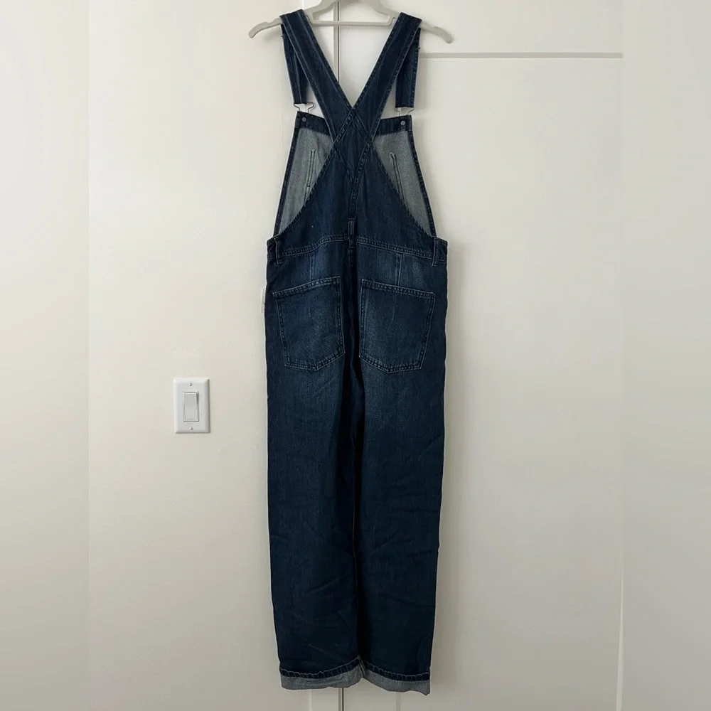 Free People Dark Blue Denim Overalls